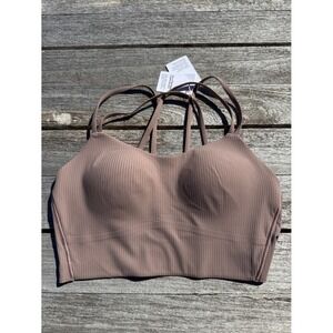 Lululemon Like a Cloud Ribbed Longline Bra B/C Cup size 8 ASHEN ROSE NWT